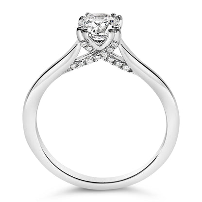 14K White Gold 7/8 Cttw Lab Grown Diamond Solitaire Cathedral Style Engagement Ring (F-G Color, VS1-VS2 Clarity) - Size 5
