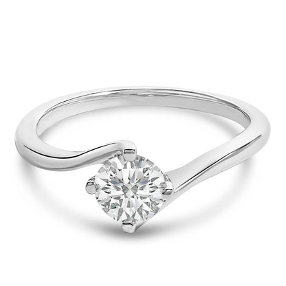 14K White Gold 4/5 Cttw Round Lab Grown Diamond Bypass Solitaire Engagement Ring (F-G Color, VS1-VS2 Clarity) - Ring Size 5