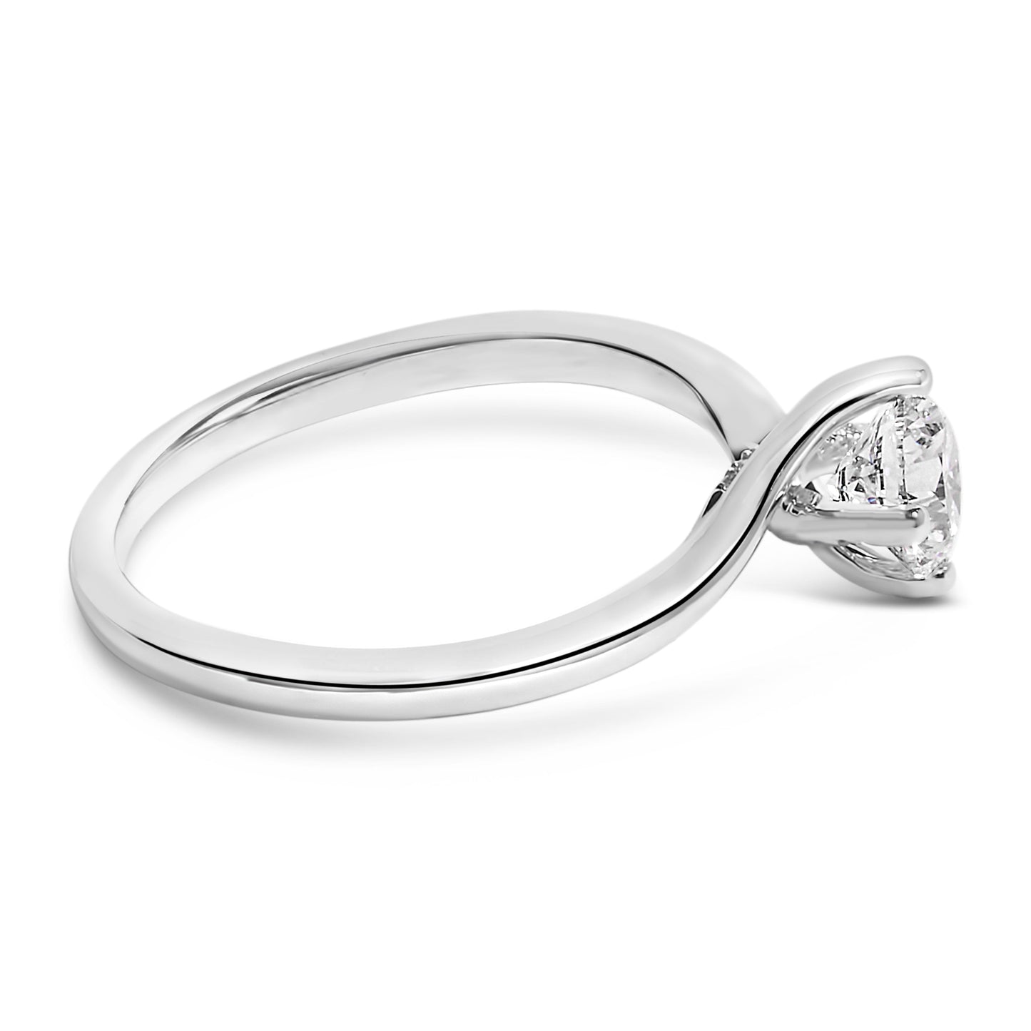 14K White Gold 4/5 Cttw Round Lab Grown Diamond Bypass Solitaire Engagement Ring (F-G Color, VS1-VS2 Clarity) - Ring Size 5