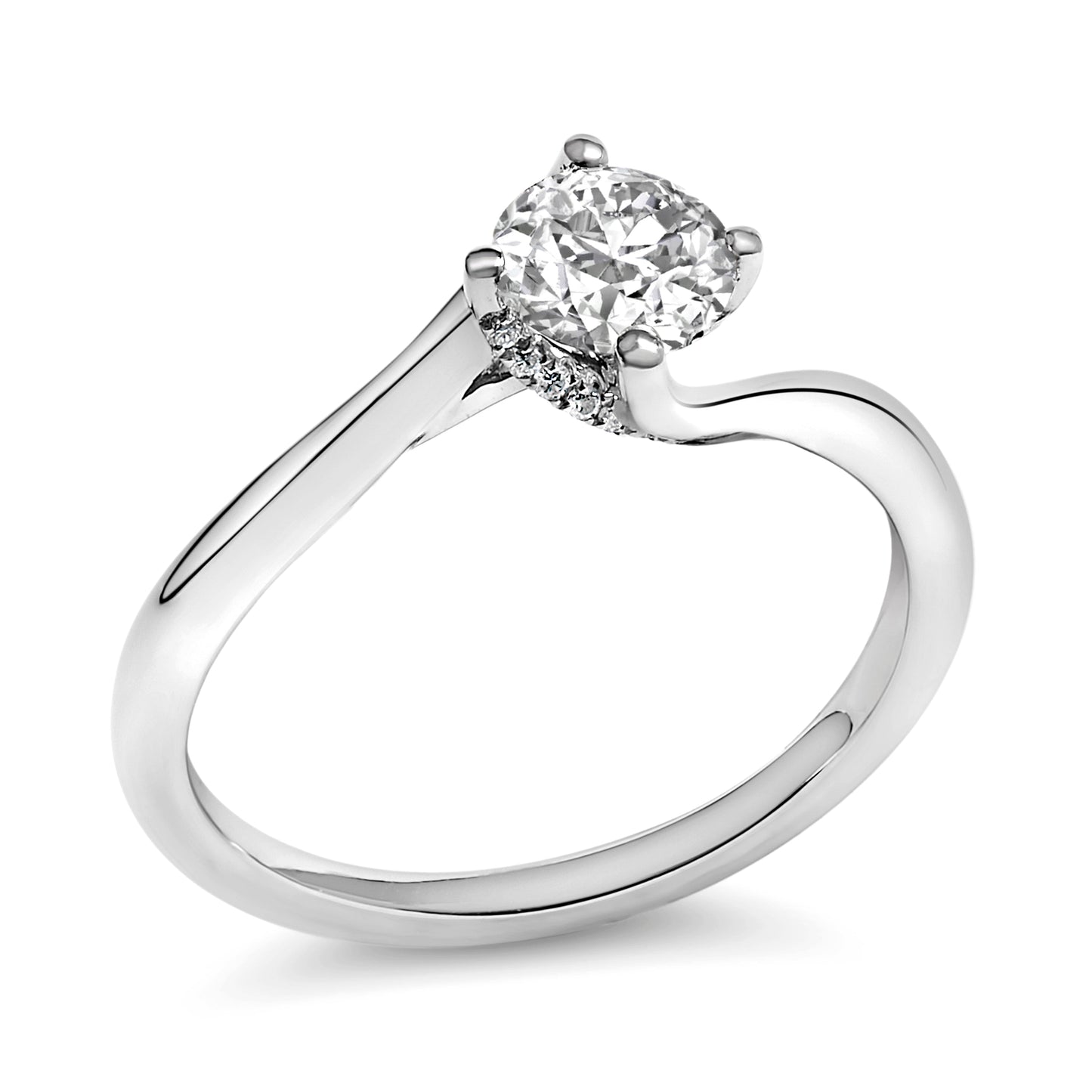 14K White Gold 4/5 Cttw Round Lab Grown Diamond Bypass Solitaire Engagement Ring (F-G Color, VS1-VS2 Clarity) - Ring Size 5