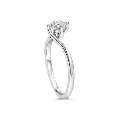 14K White Gold 4/5 Cttw Round Lab Grown Diamond Bypass Solitaire Engagement Ring (F-G Color, VS1-VS2 Clarity) - Ring Size 5
