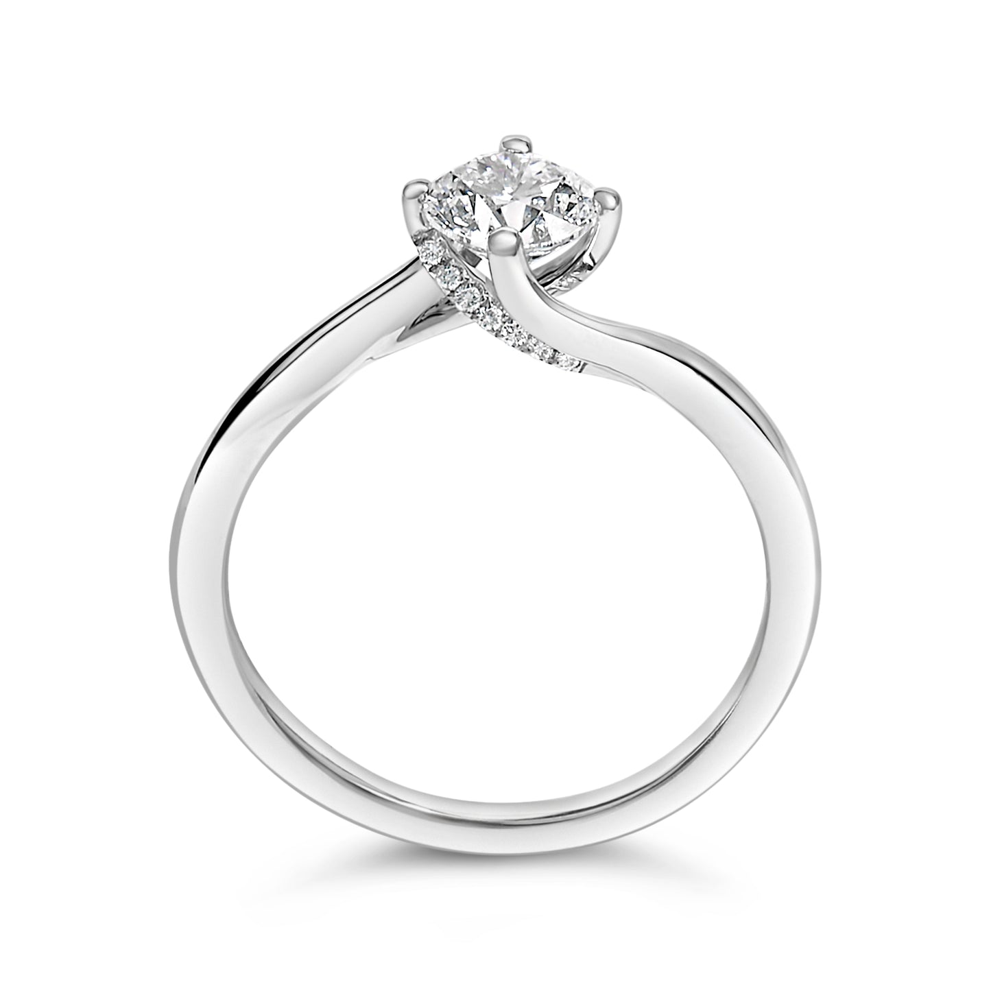 14K White Gold 4/5 Cttw Round Lab Grown Diamond Bypass Solitaire Engagement Ring (F-G Color, VS1-VS2 Clarity) - Ring Size 5