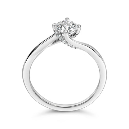 14K White Gold 4/5 Cttw Round Lab Grown Diamond Bypass Solitaire Engagement Ring (F-G Color, VS1-VS2 Clarity) - Ring Size 5