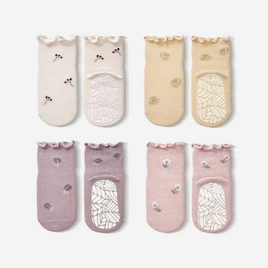 Socks Little Wonder Things- Organic- 4 Pairs of Stay-On Baby & Toddler Non-Slip Socks