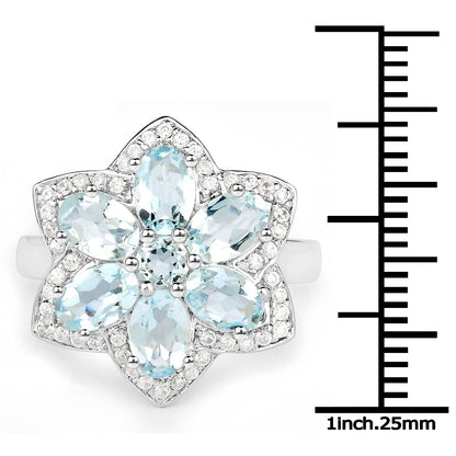 2.88 Carat Genuine Aquamarine .925 Sterling Silver Ring