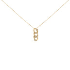 14K Yellow Gold Plated .925 Sterling Silver 1/6 Cttw Diamond Interlocking Triple Asymmetric Circle Hoop 18" Pendant Necklace (H-I Color, I1-I2 Clarity)