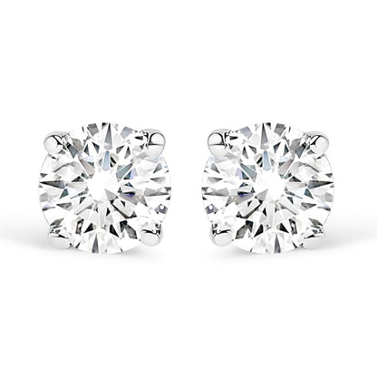 14K White Gold 1/3 Cttw Round Brilliant-Cut Near Colorless Diamond Classic 4-Prong Stud Earrings (J-K Color, I1-I2 Clarity)