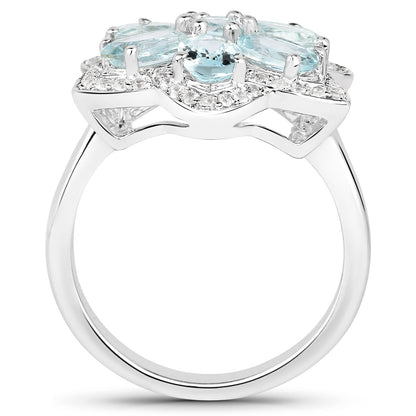2.88 Carat Genuine Aquamarine .925 Sterling Silver Ring