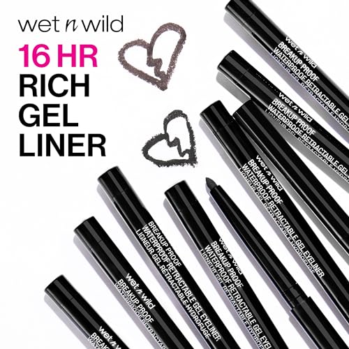wet n wild Mega Last Breakup Proof Waterproof Retractable Gel Eyeliner - Ultra Pigmented 16-Hour Long Wear, Smudge Proof Satin Finish Formula, Cruelty-Free & Vegan