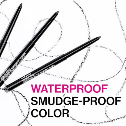 wet n wild Mega Last Breakup Proof Waterproof Retractable Gel Eyeliner - Ultra Pigmented 16-Hour Long Wear, Smudge Proof Satin Finish Formula, Cruelty-Free & Vegan