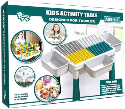 Small Activity Table for Toddlers 1-3, Kids Sensory Table for Playing Building Blocks, Marble Run Toy, Sand & Water (Small)