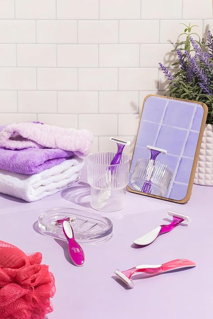 BIC Soleil 3 Scented Women’s Disposable Razor, 3 Blades with a Moisture Strip For a Silky Shave, Assorted, 4 Piece Razor Set