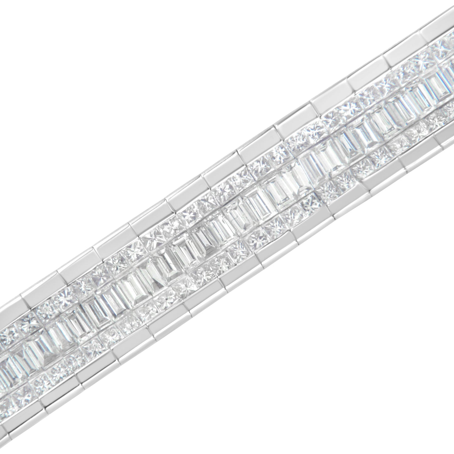 14K White Gold 7 7/8 Cttw Princess and Baguette Diamond Eternity Line Tennis Bracelet (G-H Color, SI1-SI2 Clarity) - 7" Inches