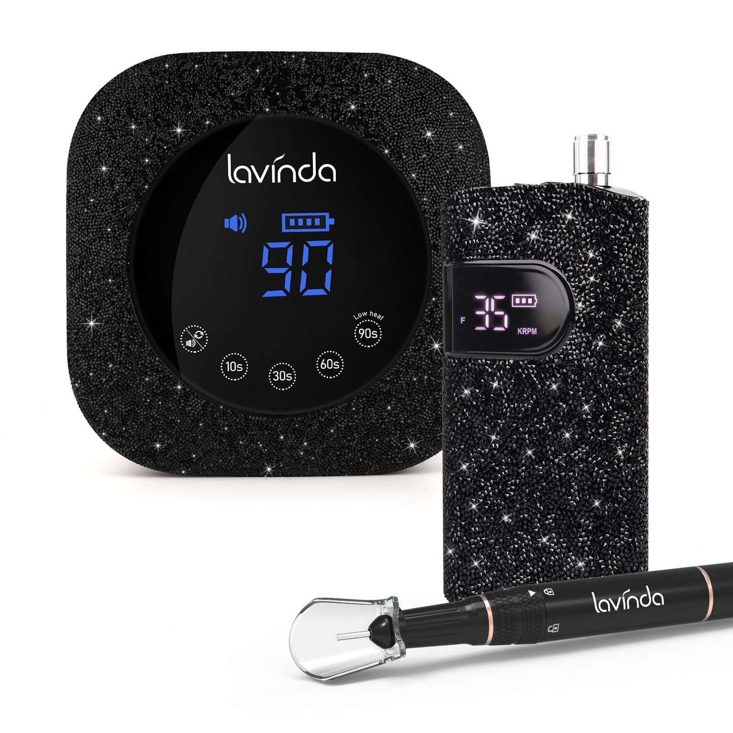 Crown Nail Lamp & Wand Nail Drill Bundle – Black Diamond