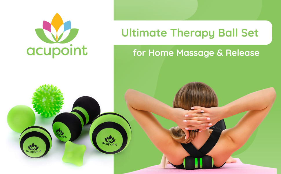 Massage Ball Therapy Set for Muscle Knots and Post-Workout - Physical Therapy Balls, Trigger Point & Yoga Therapy, Massage Ball for Feet - 6-Piece Set