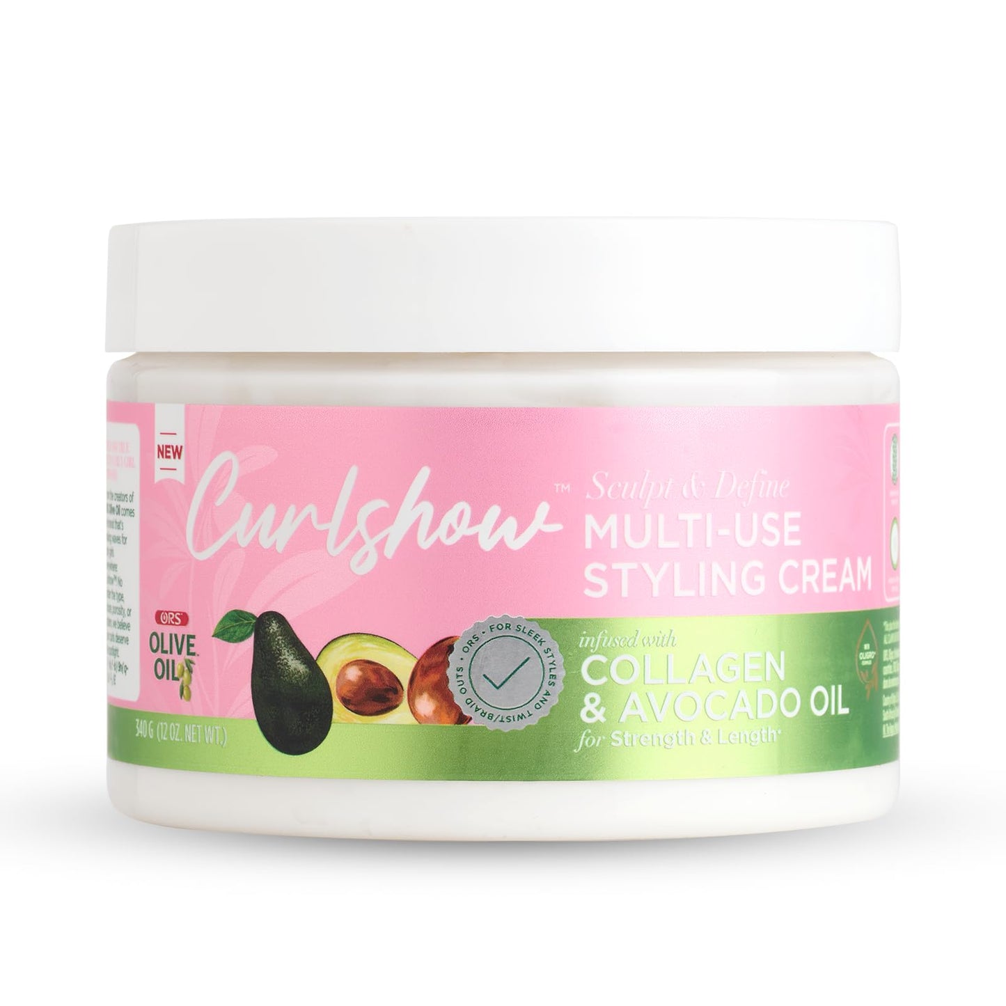 ORS Olive Oil Curlshow Multi-Use Styling Cream Infused with Collagen & Avocado Oil for Strength & Length (12.0 oz)