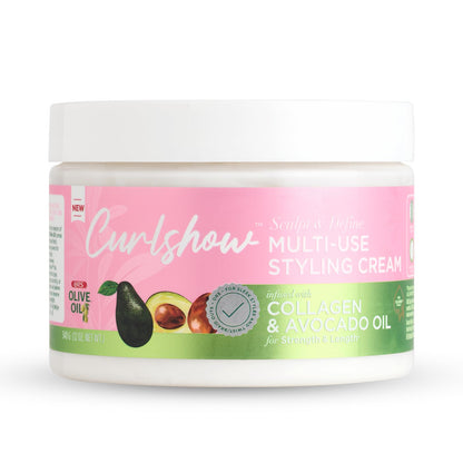 ORS Olive Oil Curlshow Multi-Use Styling Cream Infused with Collagen & Avocado Oil for Strength & Length (12.0 oz)