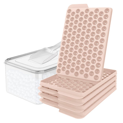 Mini Ice Cube Trays, Small Tiny Round Pebble Crushed Nugget Ice Trays for Freezer with Lid - Chilling Drinks Coffee Juice 4 Pack/0.55In