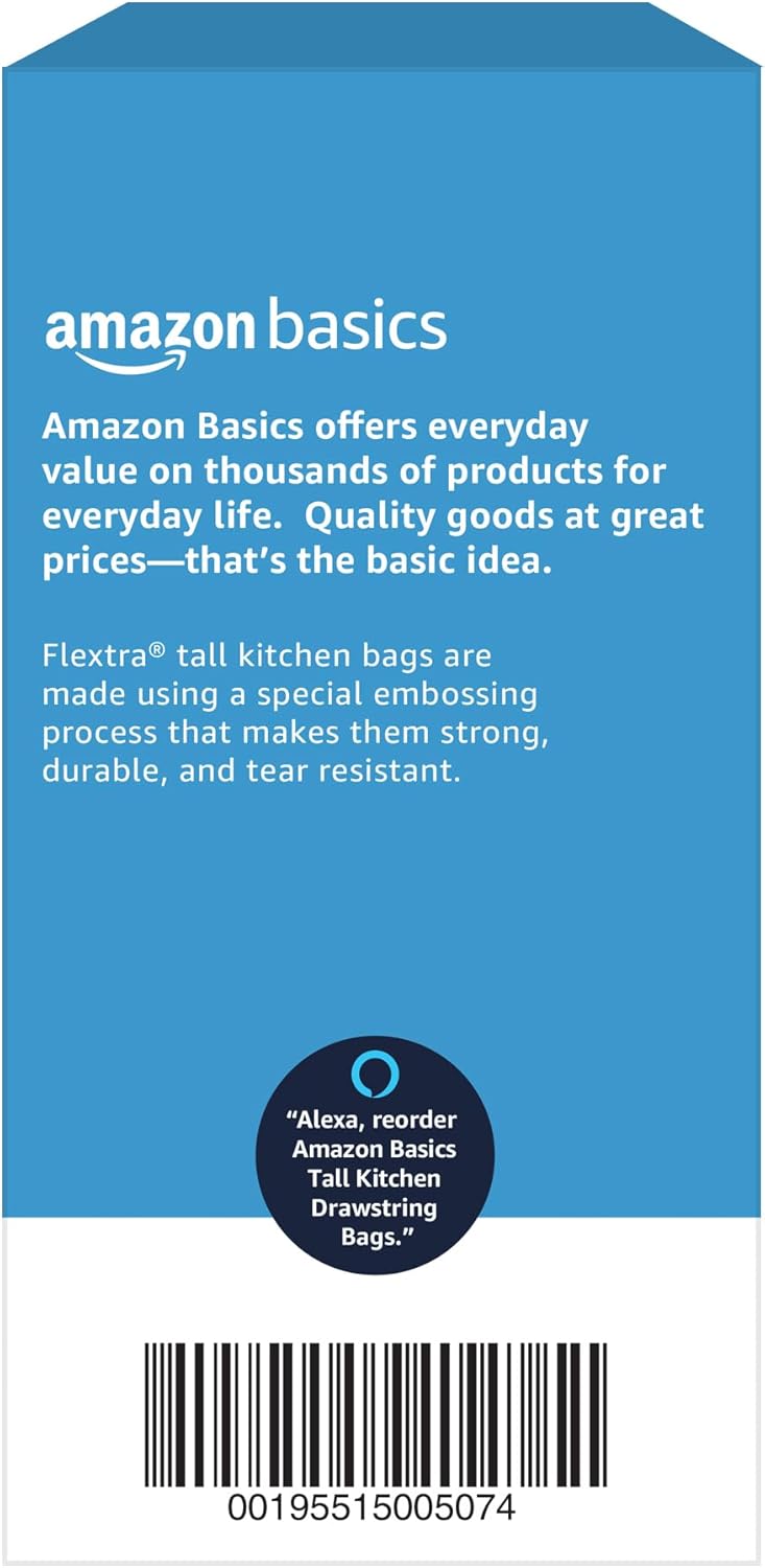 Flextra Tall Kitchen Drawstring Trash Bags, 13 Gallon, 120 Count