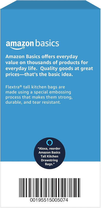 Flextra Tall Kitchen Drawstring Trash Bags, 13 Gallon, 120 Count