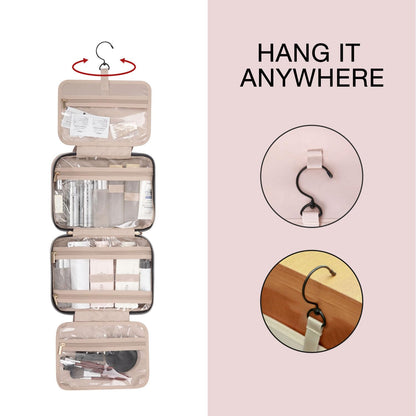 Toiletry Bag Travel Bag with Hanging Hook, Water-resistant Makeup Cosmetic Bag Travel Organizer for Accessories, Shampoo, Full-size Container