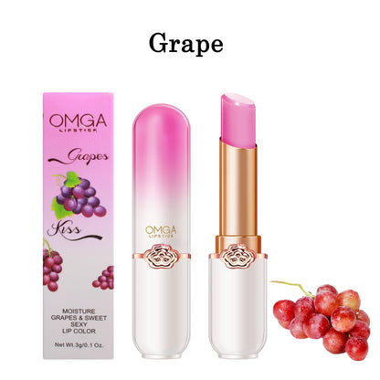 6 Pcs  Lipstick Peach Aloe Vera Strawberry Blueberry Avocado Grape Jelly Lipstick Set Temperature Change Moisturizer flower