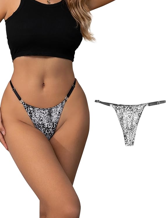 G-String Thongs for Women Sexy Underwear Adjustable String Thong T-Back Bikini Panties Cotton Crotch Underpants