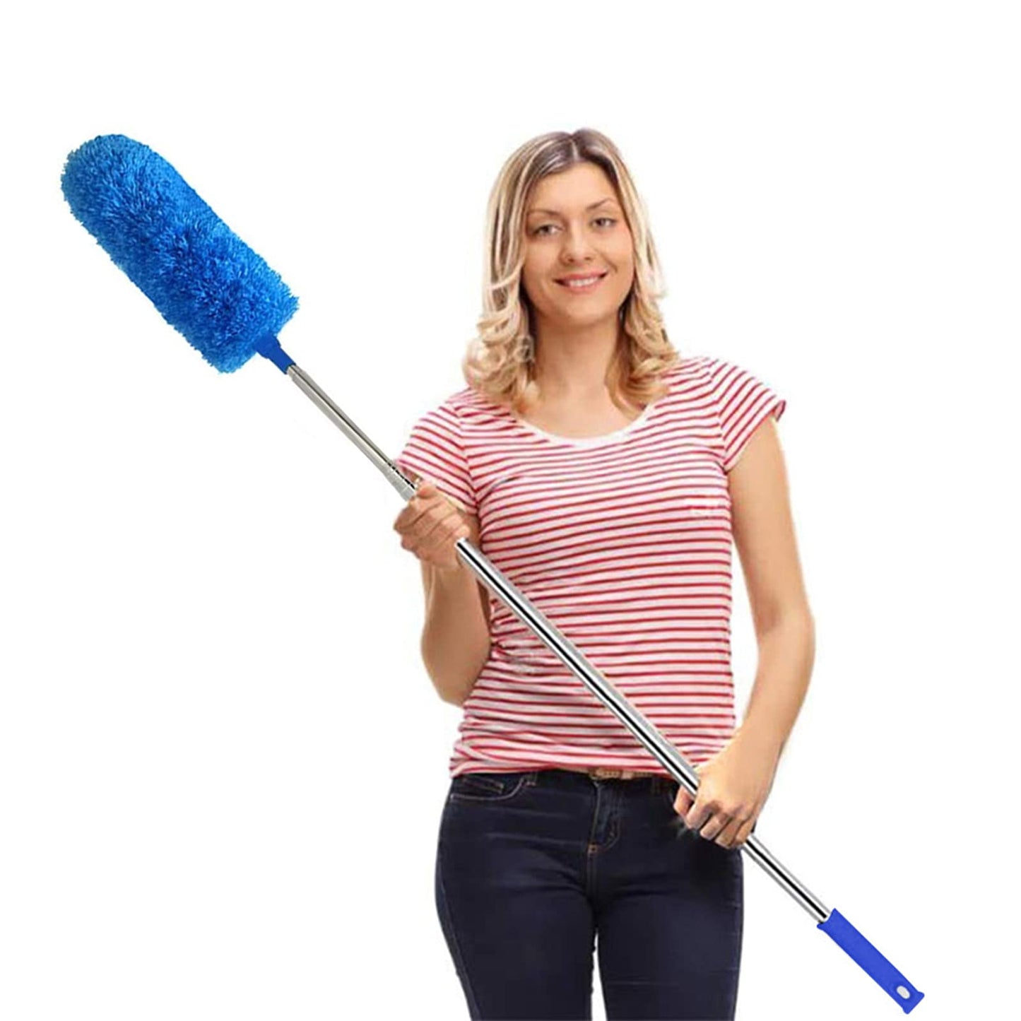 Microfiber Feather Duster Extendable Duster with 100 inches Extra Long Pole, Bendable Head & Long Handle Dusters for Cleaning Ceiling Fan, High Ceiling, Blinds, Furniture & Cars