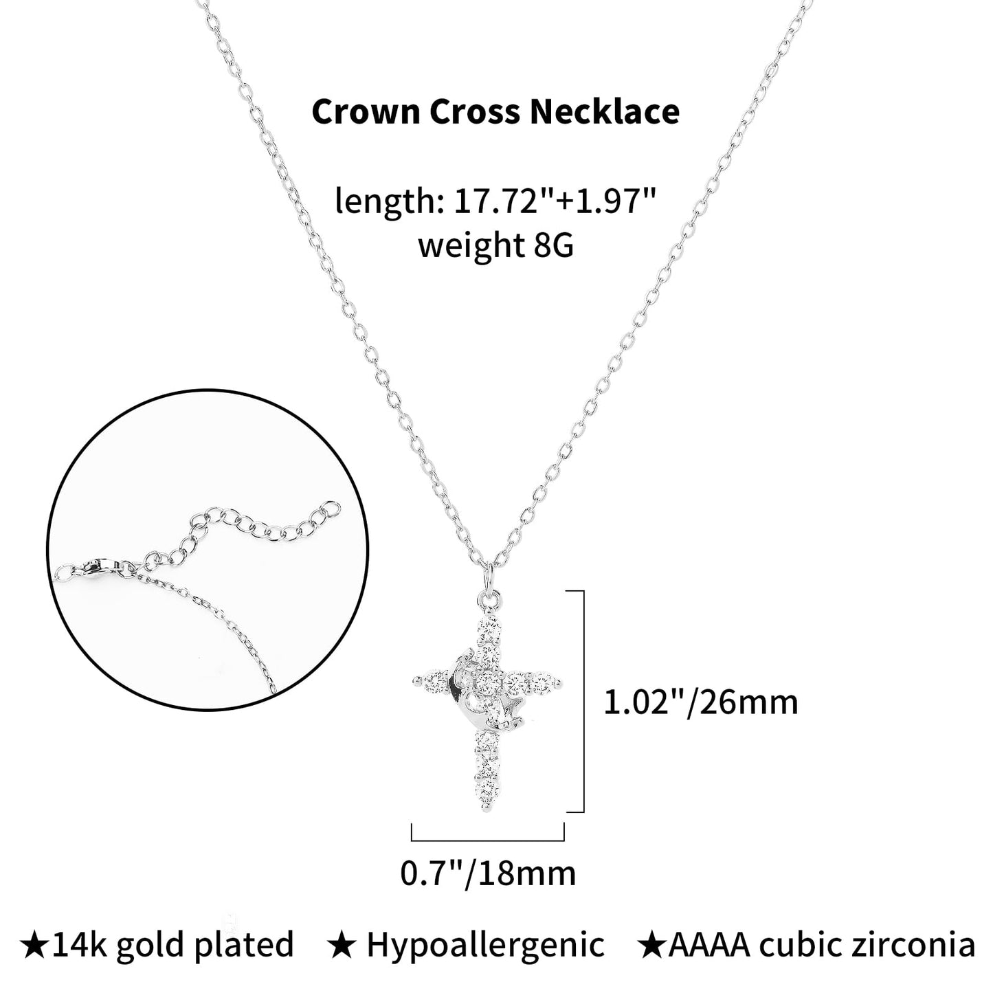 Crown Cross Necklace for Women Ideal Faith-Inspired Jewelry Gift for Every Occasion