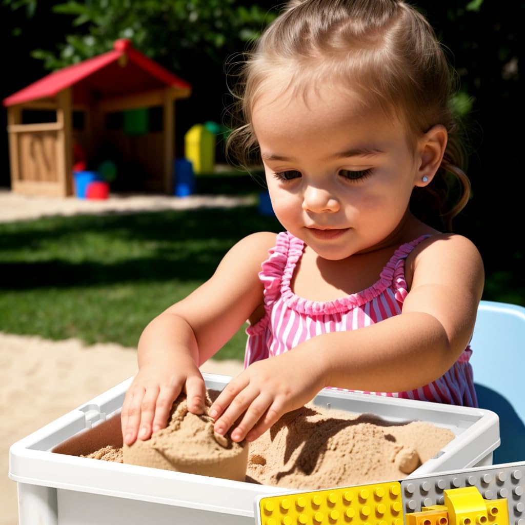 Small Activity Table for Toddlers 1-3, Kids Sensory Table for Playing Building Blocks, Marble Run Toy, Sand & Water (Small)