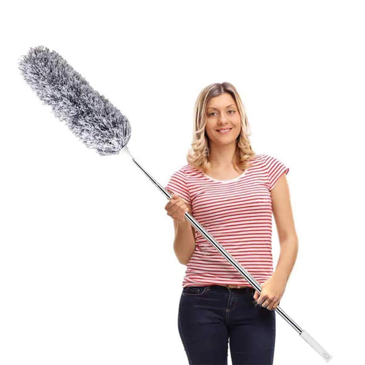 Microfiber Feather Duster Extendable Duster with 100 inches Extra Long Pole, Bendable Head & Long Handle Dusters for Cleaning Ceiling Fan, High Ceiling, Blinds, Furniture & Cars