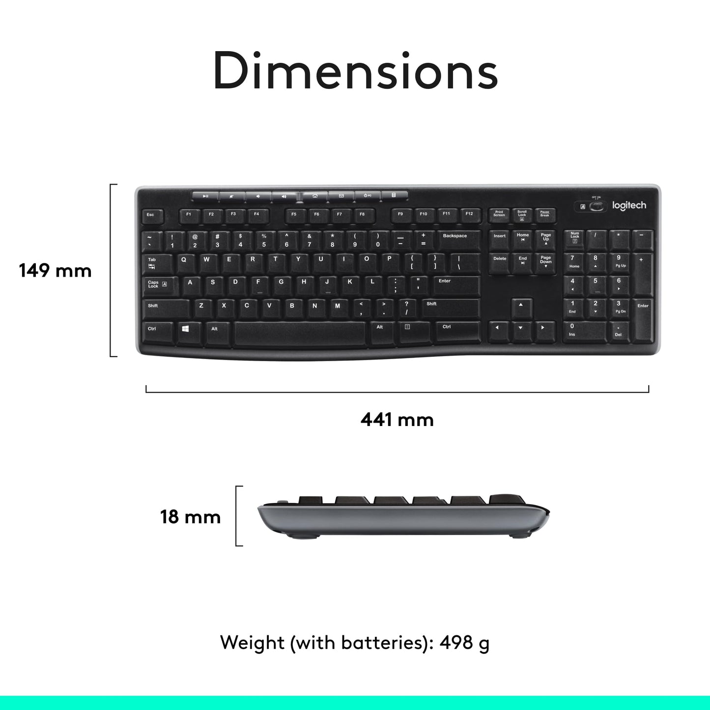 Wireless Keyboard and Mouse MK270 Combo for Windows, 2.4 GHz, 8 Multimedia Keys