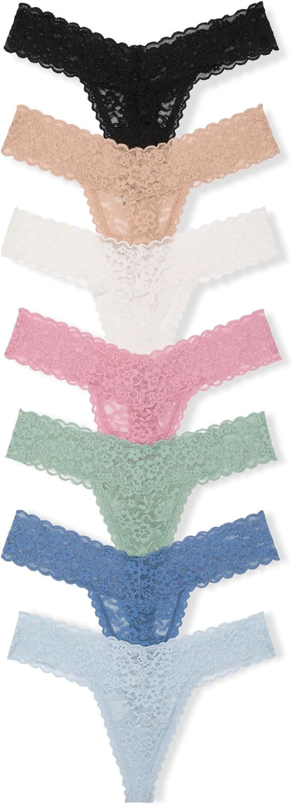Victoria's Secret Women's Lace Thong Underwear, Panties for Women, Multi Pack