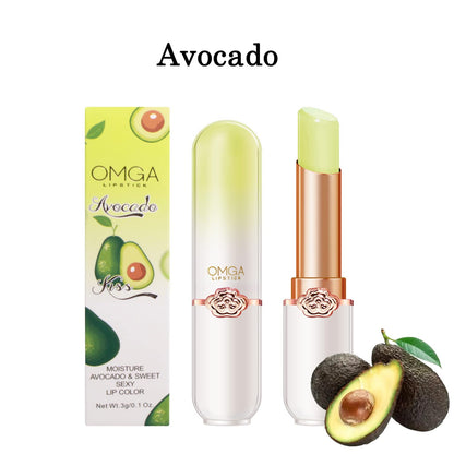 6 Pcs  Lipstick Peach Aloe Vera Strawberry Blueberry Avocado Grape Jelly Lipstick Set Temperature Change Moisturizer flower