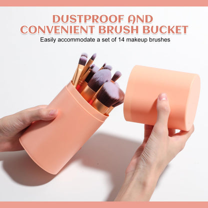 BS-MALL New 14 Pcs Makeup Brushes Premium Synthetic Kabuki Makeup Brush Set Cosmetics