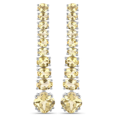 18K White Gold Plated 7.22 Carat Genuine Citrine .925 Sterling Silver Earrings