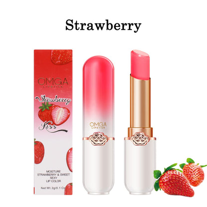 6 Pcs  Lipstick Peach Aloe Vera Strawberry Blueberry Avocado Grape Jelly Lipstick Set Temperature Change Moisturizer flower
