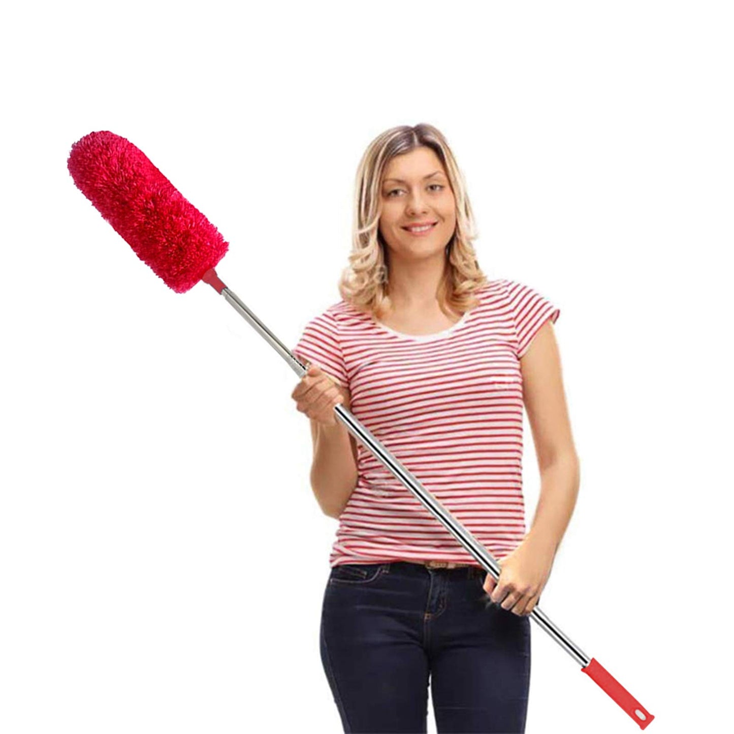 Microfiber Feather Duster Extendable Duster with 100 inches Extra Long Pole, Bendable Head & Long Handle Dusters for Cleaning Ceiling Fan, High Ceiling, Blinds, Furniture & Cars