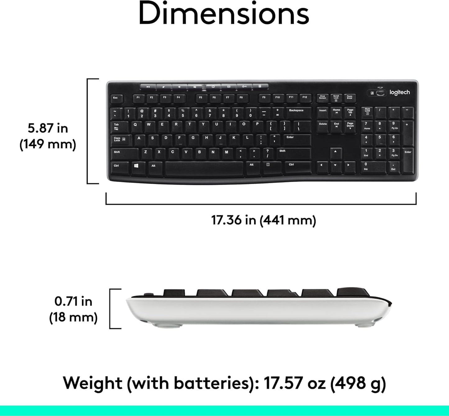 Wireless Keyboard and Mouse MK270 Combo for Windows, 2.4 GHz, 8 Multimedia Keys