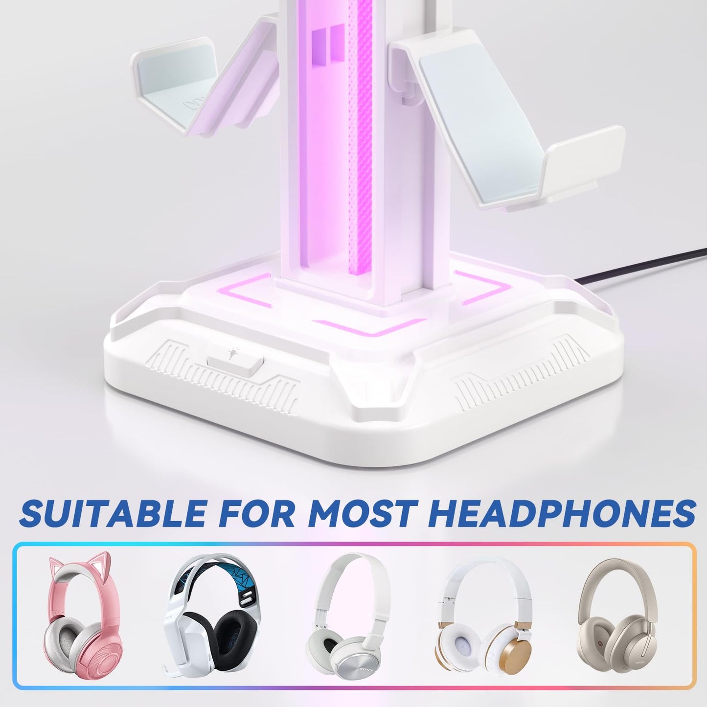 Headset Stand with 9 Light Modes - Controller Holder for Desk