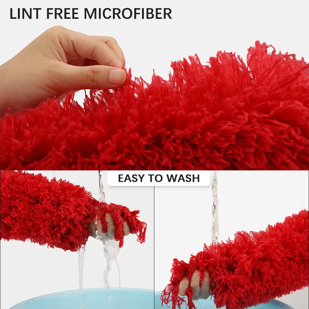 Microfiber Feather Duster Extendable Duster with 100 inches Extra Long Pole, Bendable Head & Long Handle Dusters for Cleaning Ceiling Fan, High Ceiling, Blinds, Furniture & Cars