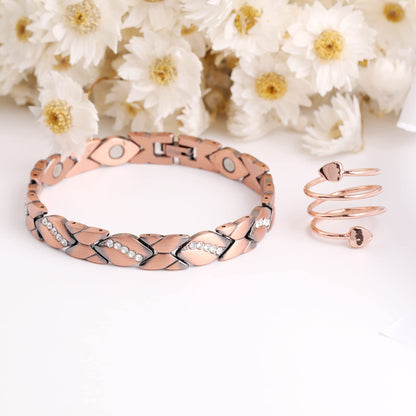 Women's Copper Bracelets ,Ultra Magnetic Bracelets with 3500 Gauss Magnets,Crystal with Sizing Tool