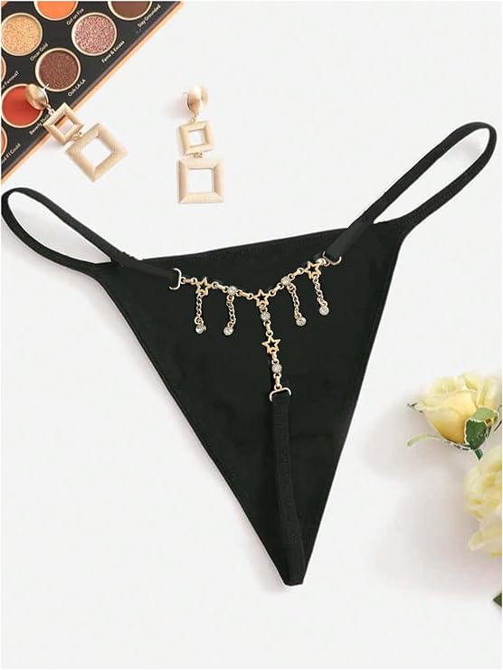 Women's Sparkling Butterfly Chain Underwear Low Rise Cheeky G String Panty