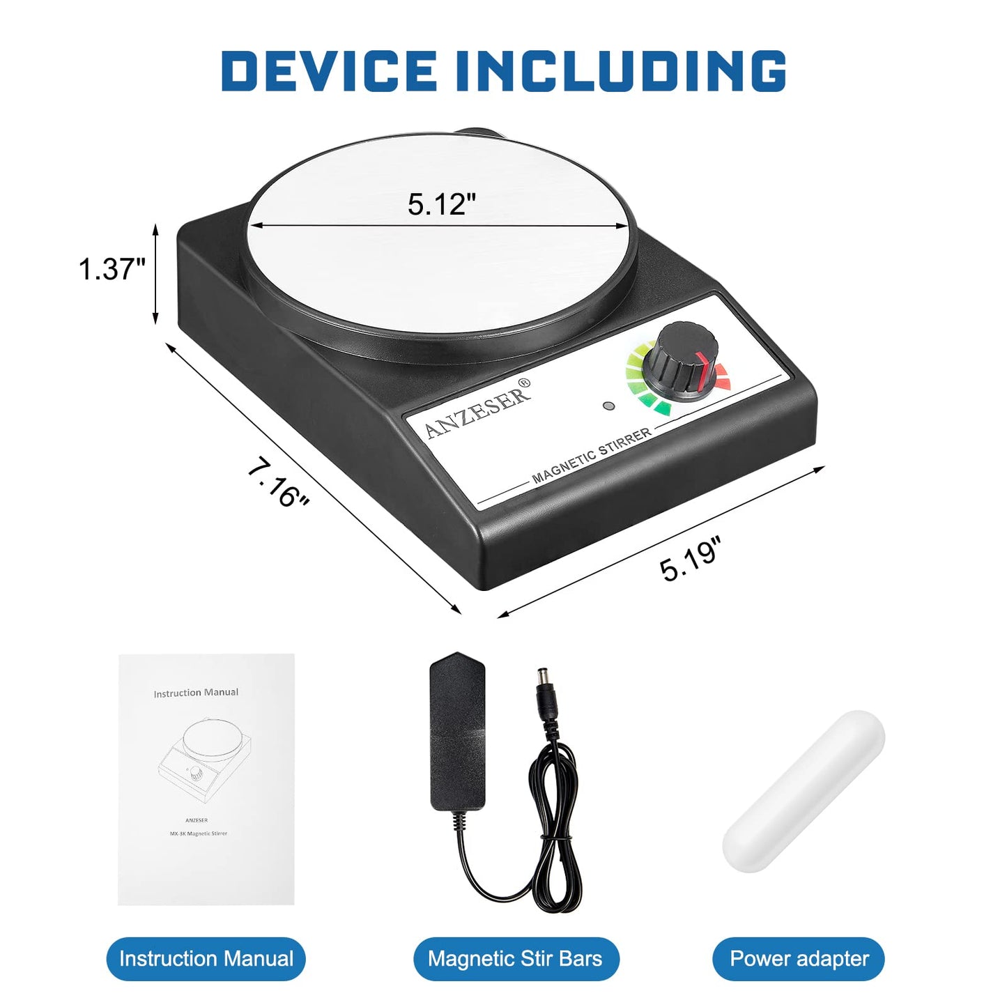 Magnetic Stirrer 3000RPM Lab Stirrers with Stir Bar Max Stirring Capacity 3000mL (No Heating)