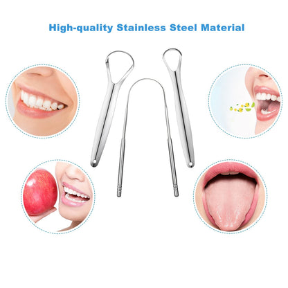 3 PCS Metal Tongue Scraper, Tongue Scrapers, beauty Stainless Steel