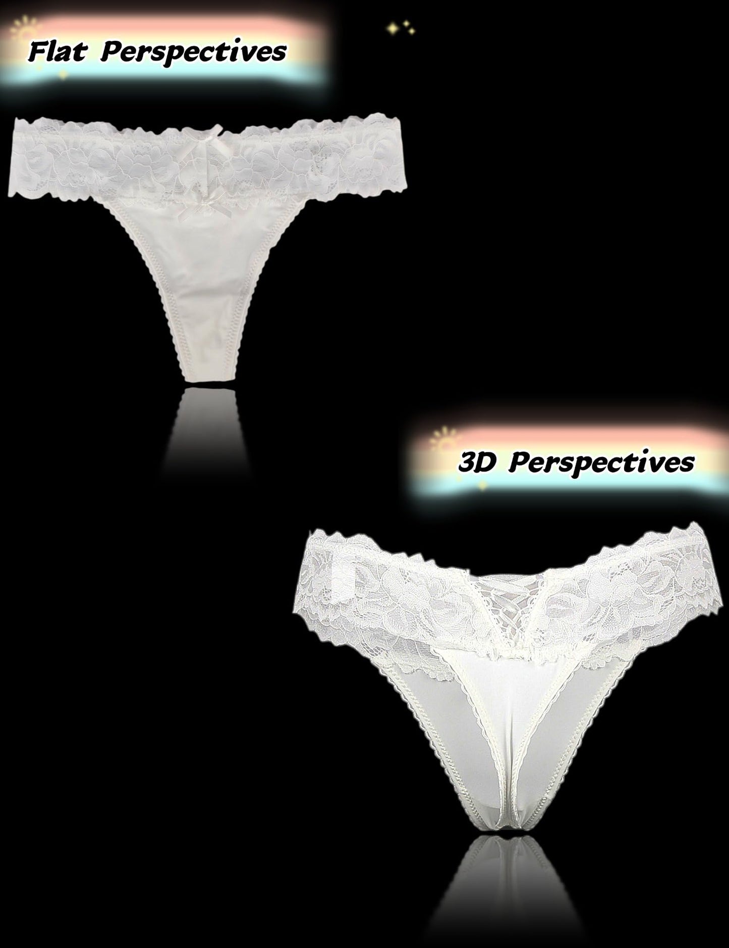 Sexy Lace G-String Thongs Panties Low Rise Underwear Undies for Women Cotton Crotch Cheeky Tangas Panties 4-18