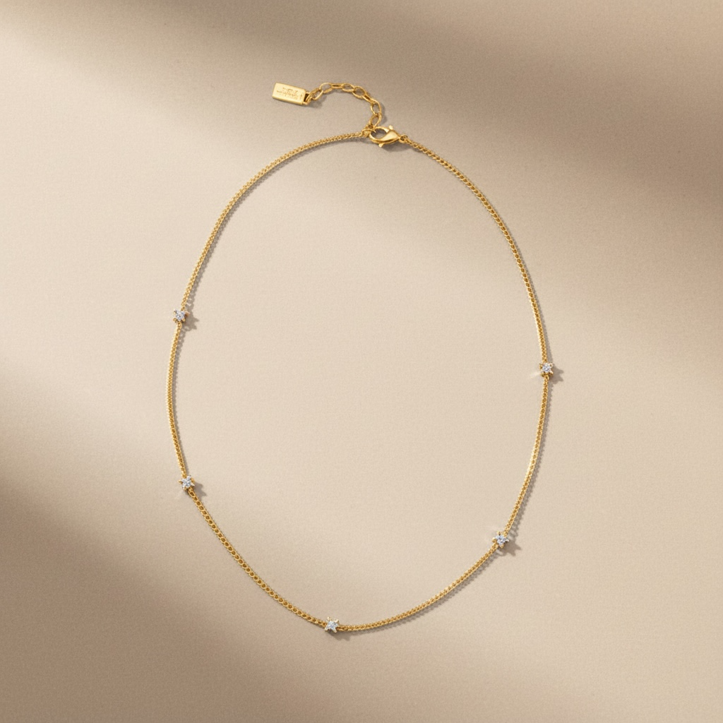 AC Gold Plated Necklace with Colored Zircon Gemstone