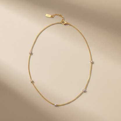 AC Gold Plated Necklace with Colored Zircon Gemstone