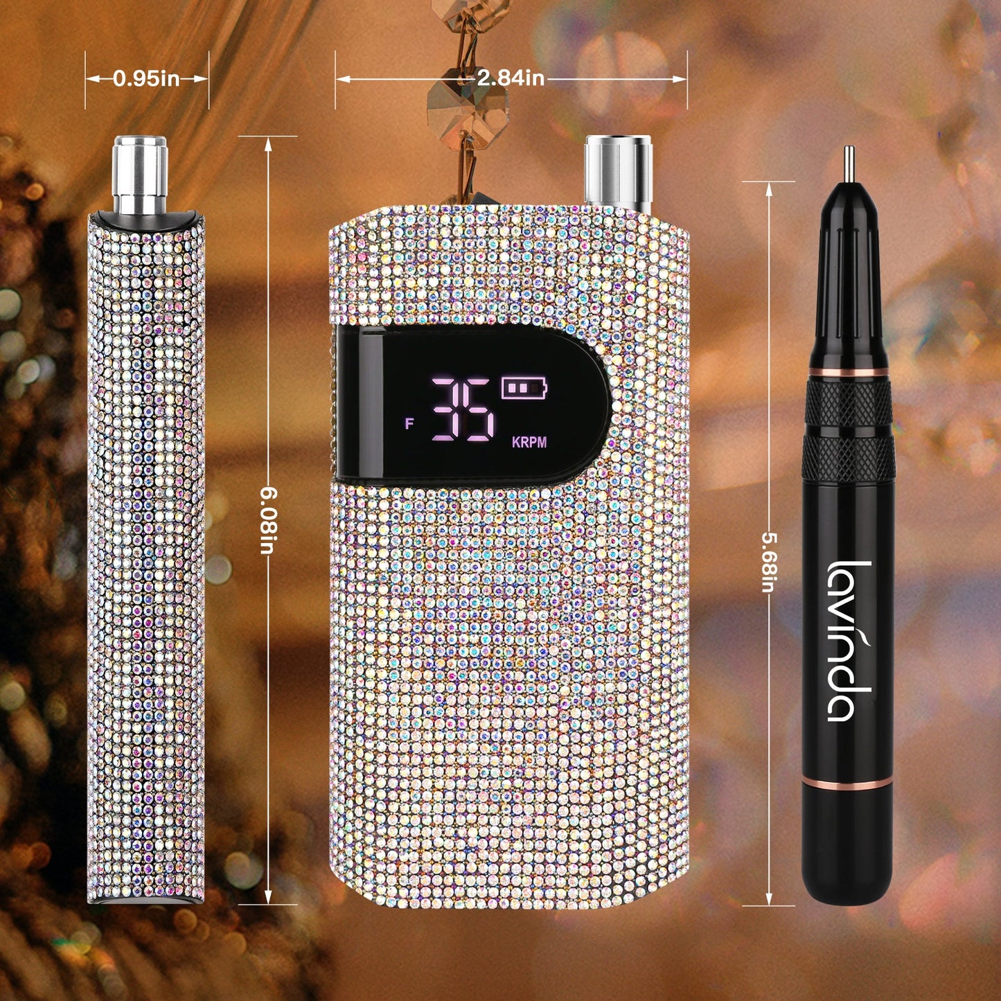 Wand Bling Nail Drill - Crystal Diamond - 35,000 RPM Rechargeable