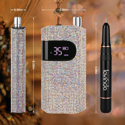 Wand Bling Nail Drill - Crystal Diamond - 35,000 RPM Rechargeable
